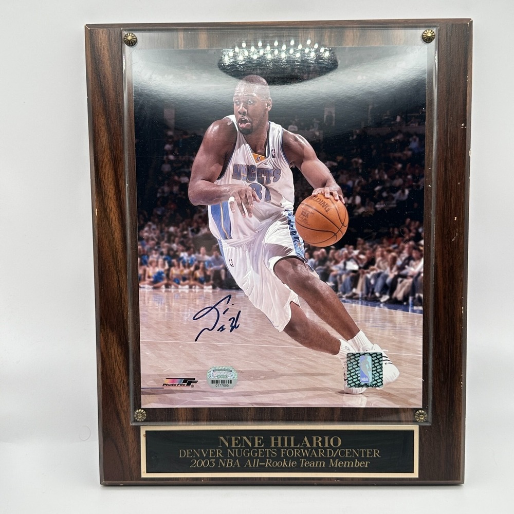 Signed Nene Hilario Denver Nuggets Forward/Center 03‎ NBA All Rookie Team Plaque